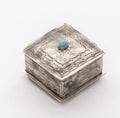 Square Stamped Box With Turquoise