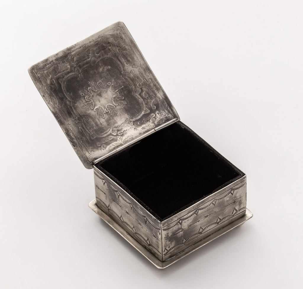 Square Stamped Box With Turquoise