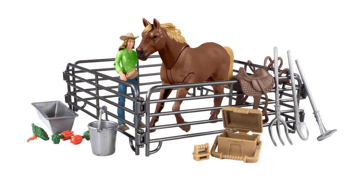 19 Piece Horse with Cowgirl Playset