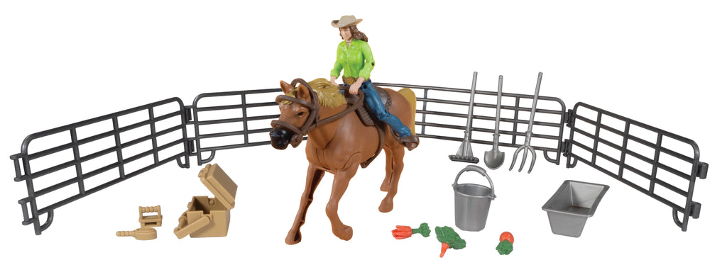 19 Piece Horse with Cowgirl Playset