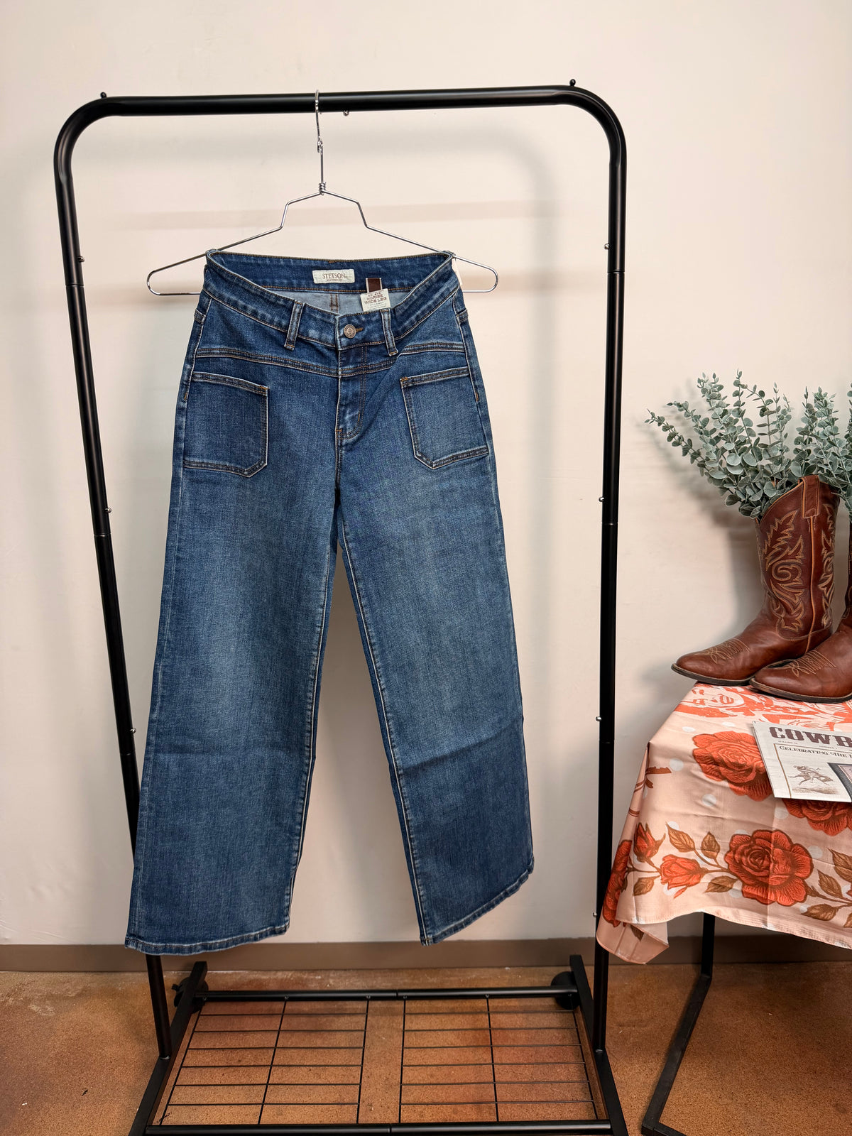 Stetson High Plains Mid Rise Wide Leg Jeans