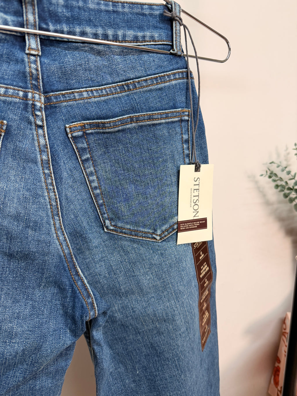 Stetson High Plains Mid Rise Wide Leg Jeans