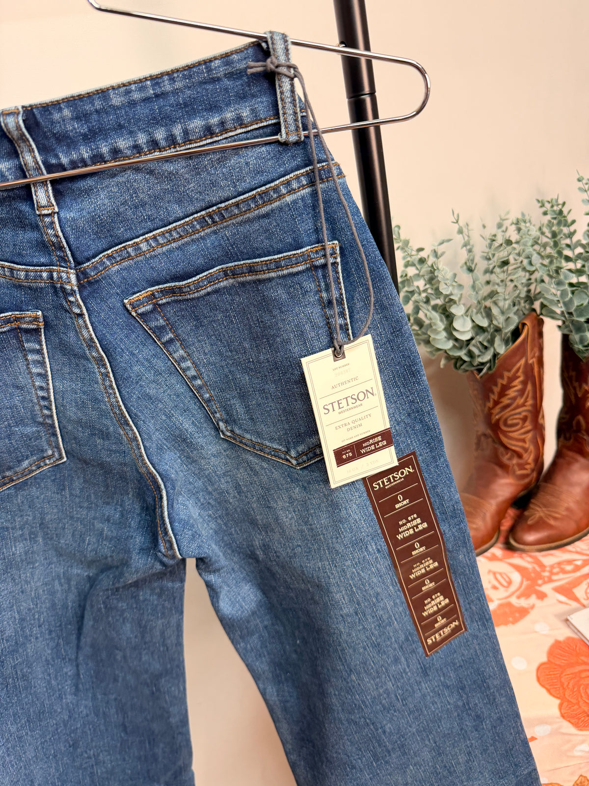 Stetson High Plains Mid Rise Wide Leg Jeans