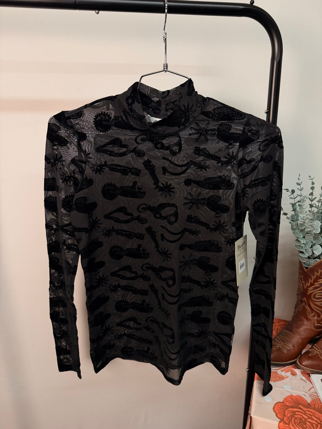 Spur Me Up Black Mesh Shirt