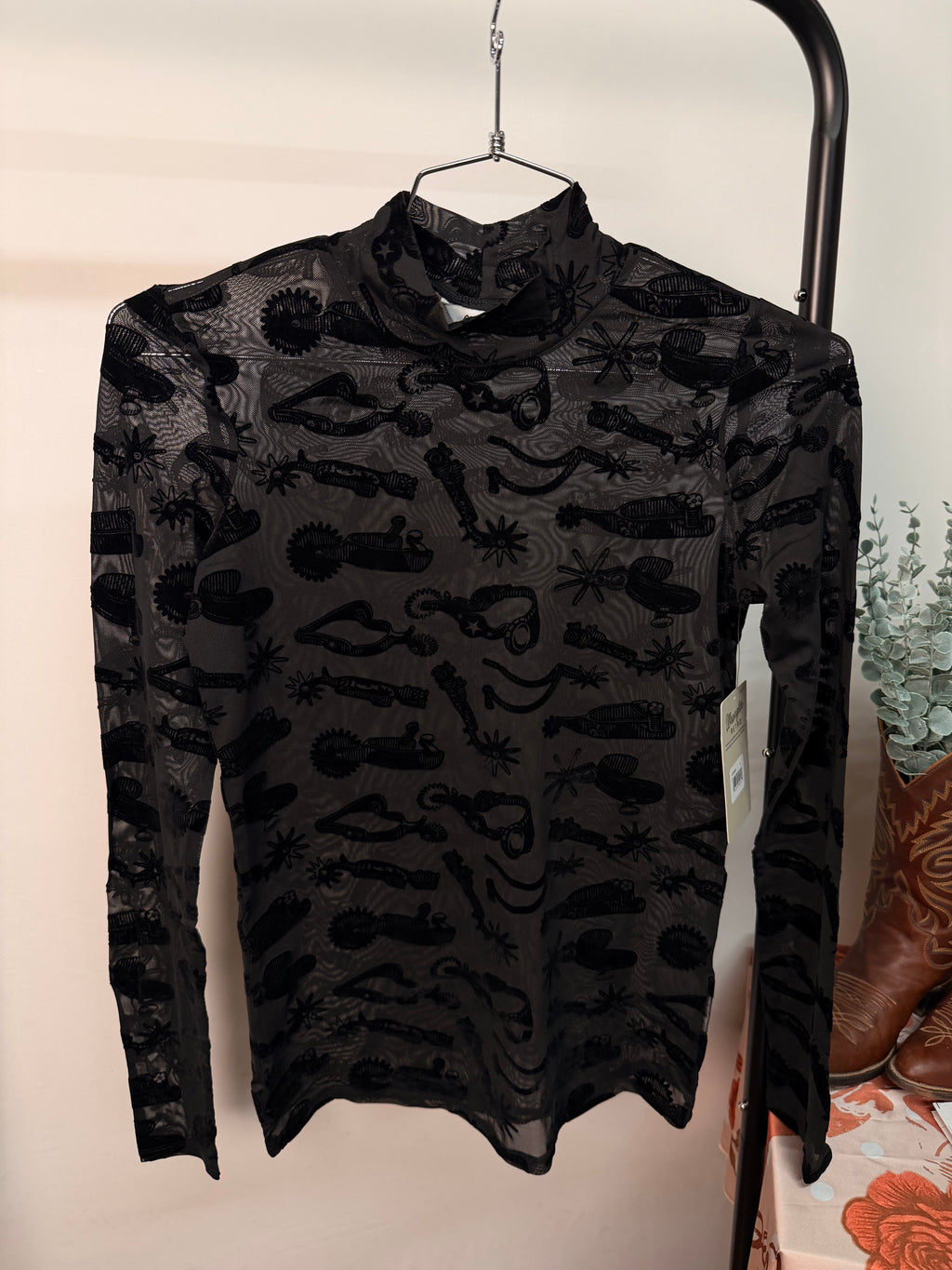Spur Me Up Black Mesh Shirt