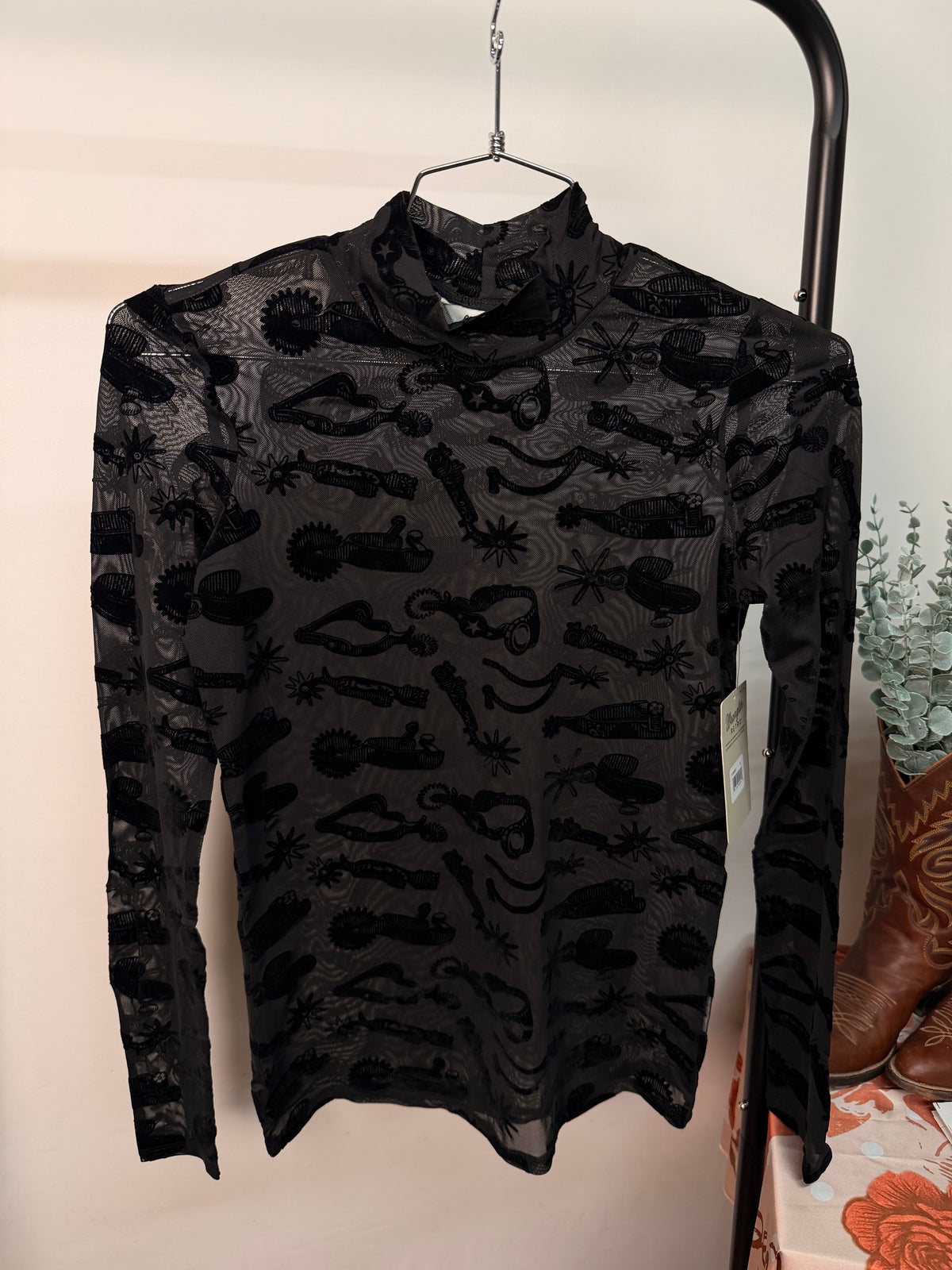 Spur Me Up Black Mesh Shirt