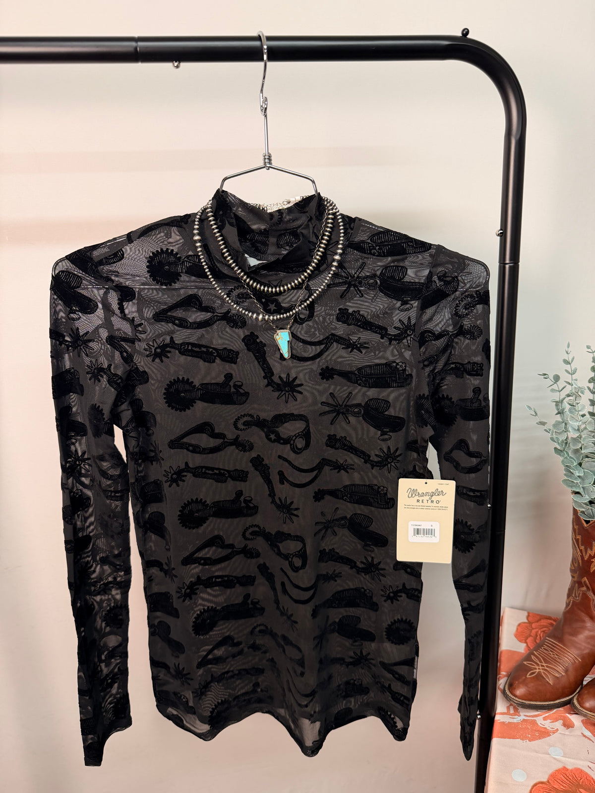 Spur Me Up Black Mesh Shirt