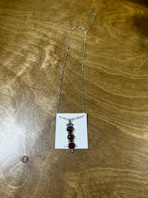 3 Dot Red Jasper Necklace