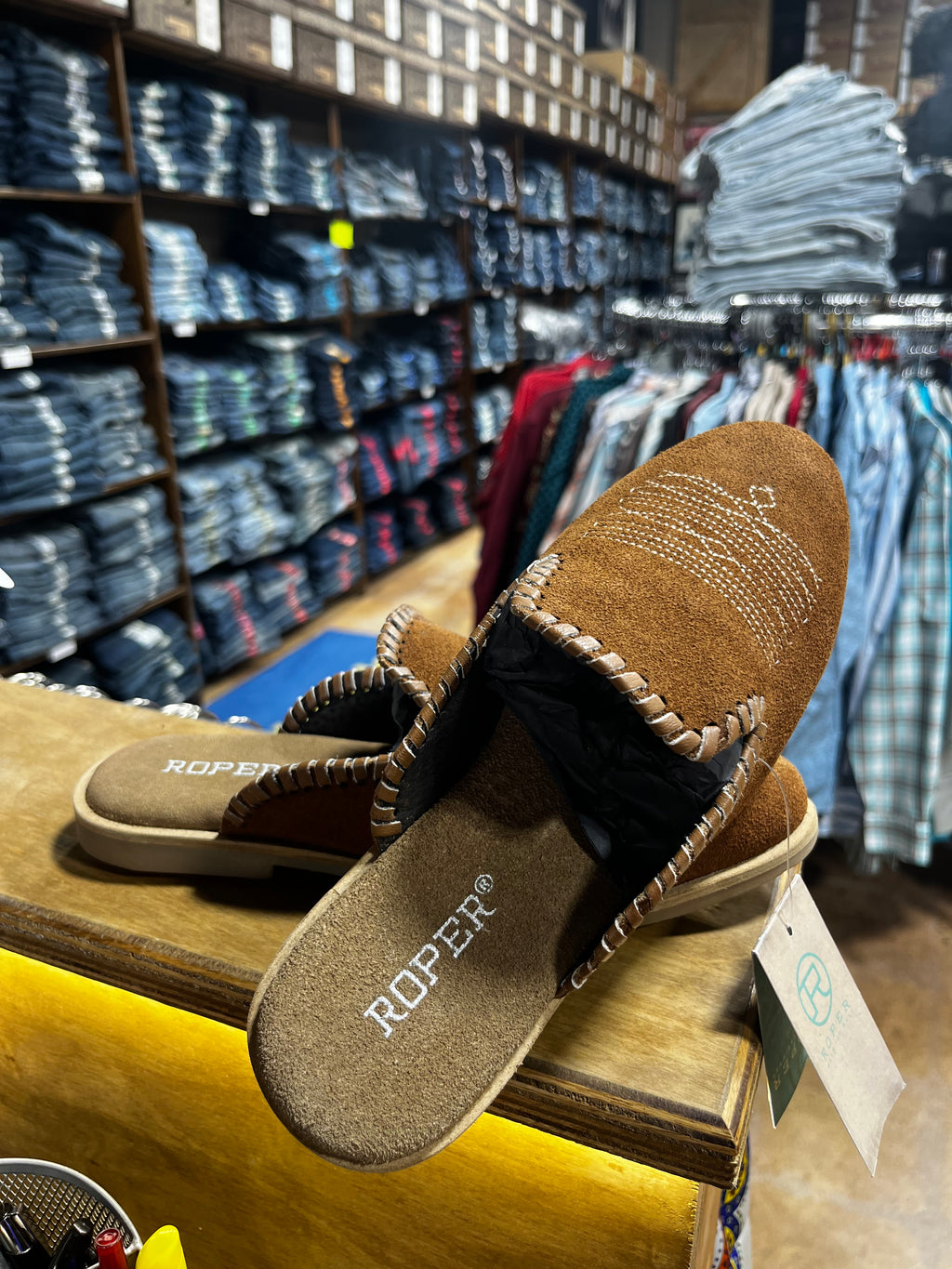 Roper Boot Stitch Mules
