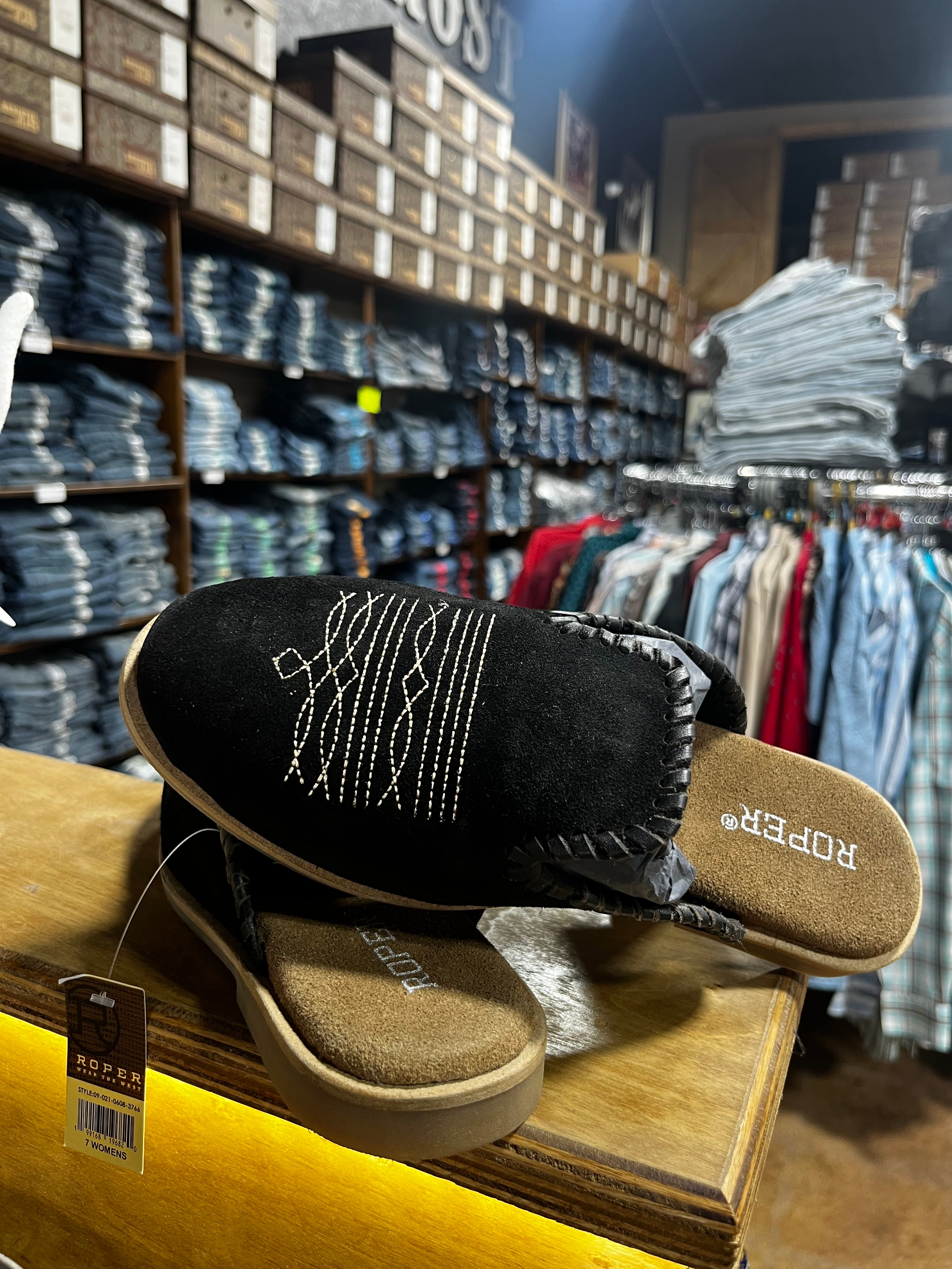 Roper Boot Stitch Mules