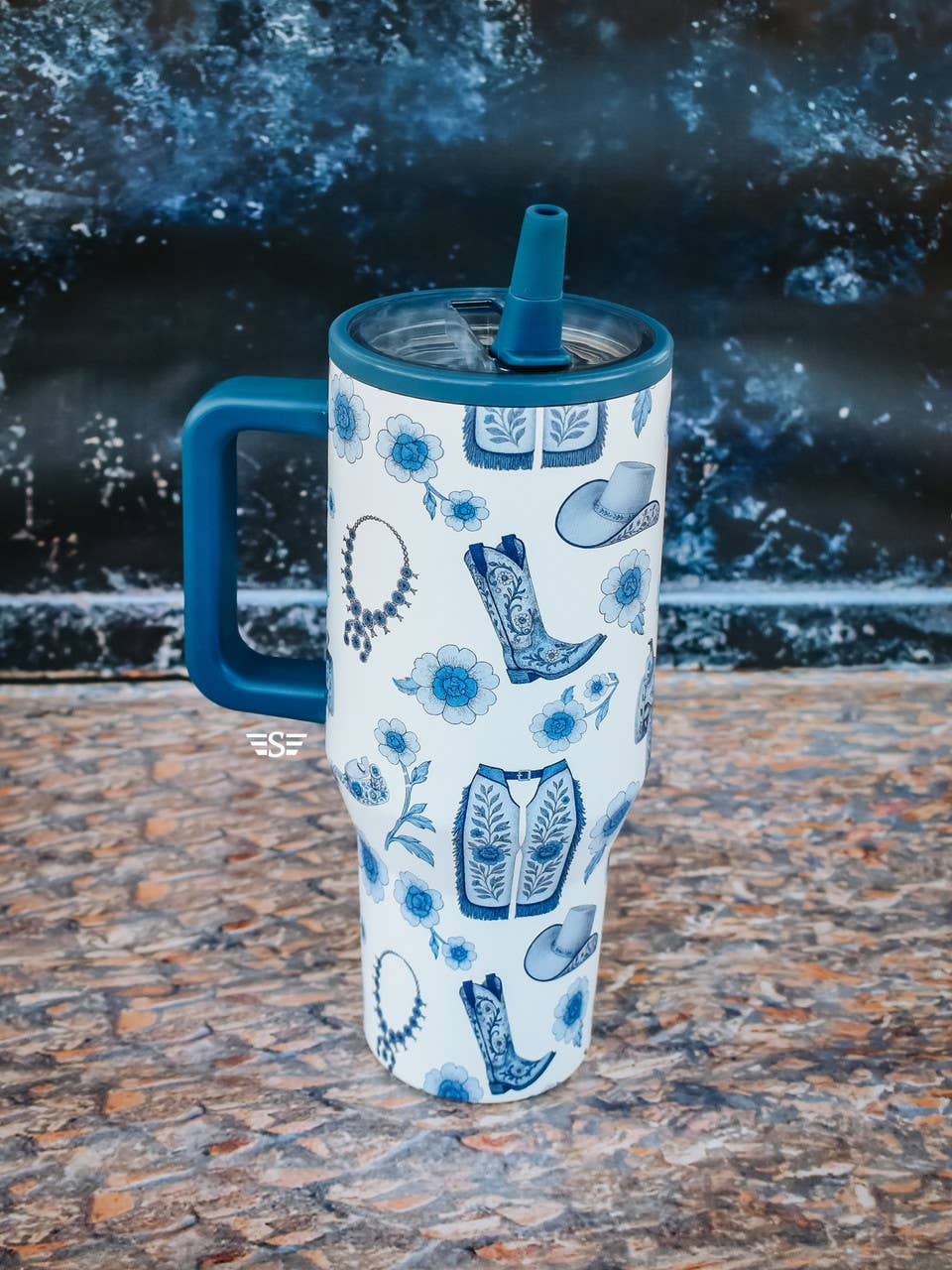 Western Chinoiserie Flip Top Tumbler