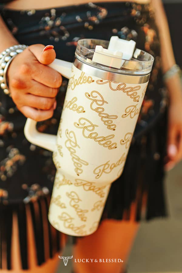 Cream Rodeo Rope Printed 40oz Tumbler