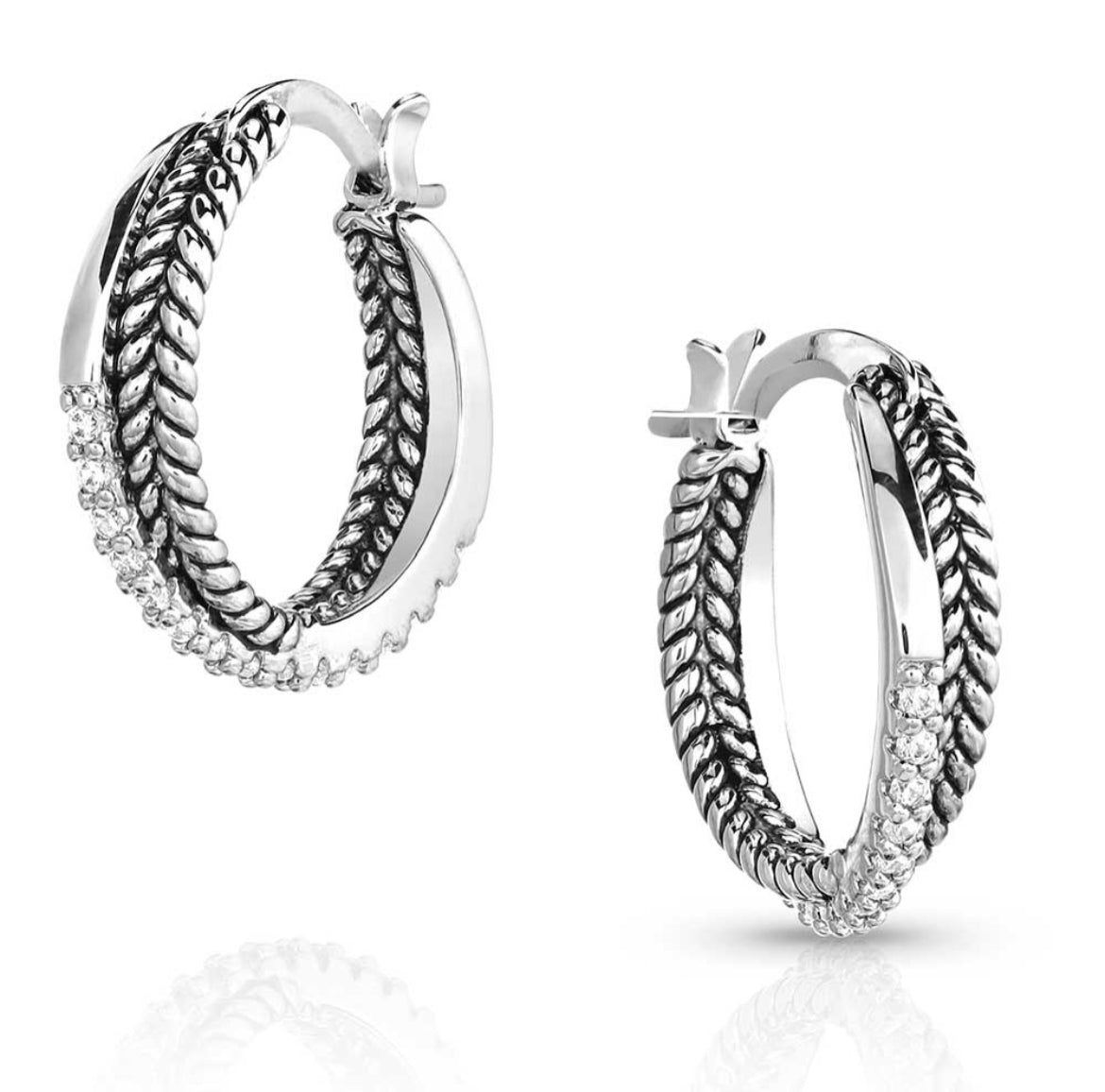 Crystal Crossover Hoop Earrings (ER5624)