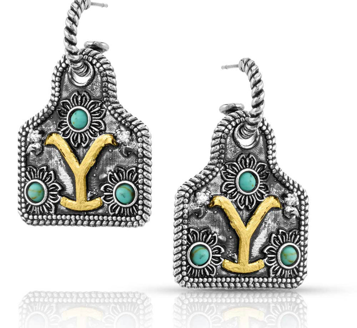 Dutton Family Y Brand Cow Tag Earrings (Yeler5651)