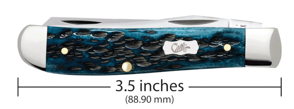Case Pocket Worn® Peach Seed Jig Mediterranean Blue Bone Mini Trapper (51852)