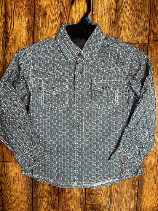 Wrangler Boys 20X Blue Patterned Shirt (112330508)