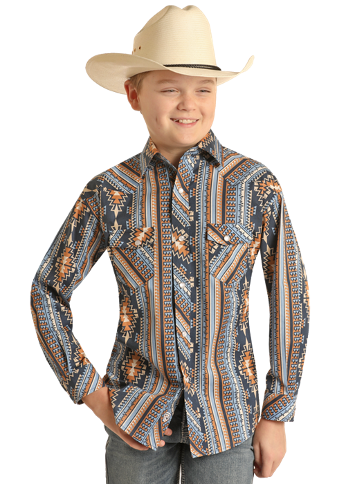 Rock & Roll Boys Blue Aztec Shirt