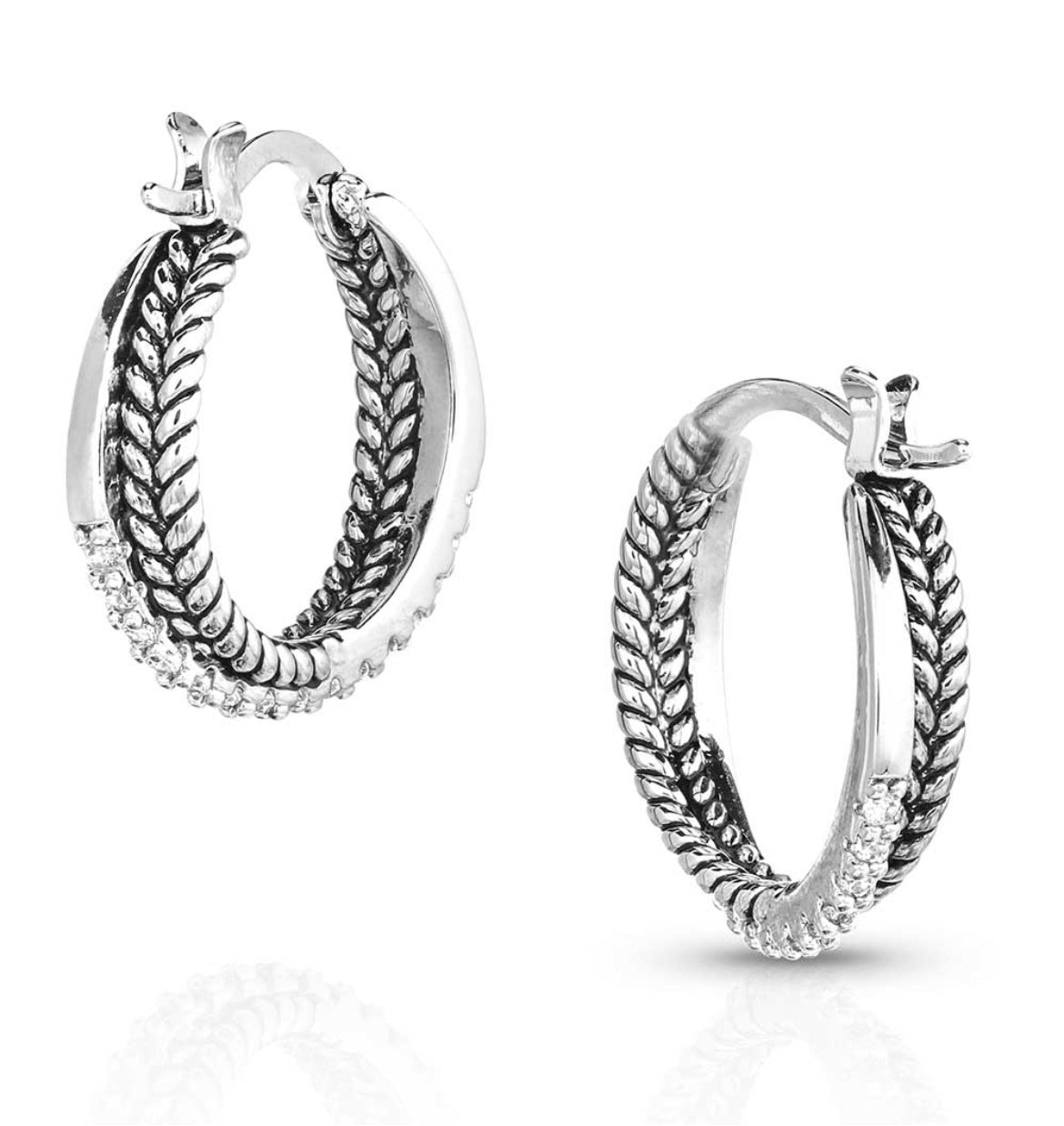 Crystal Crossover Hoop Earrings (ER5624)