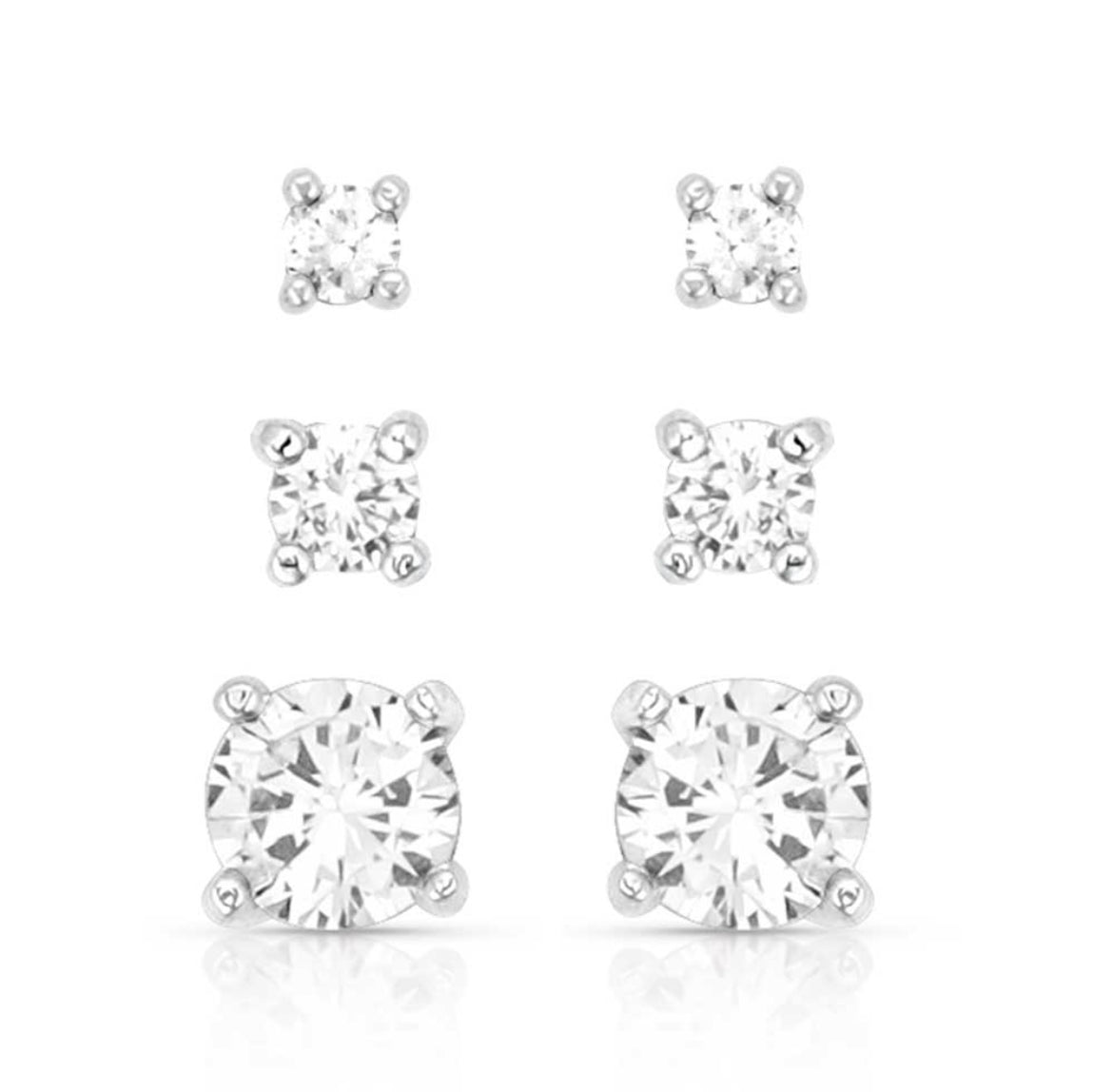 Shine Bright Triple Crystal Post Earring Set (ER5646)