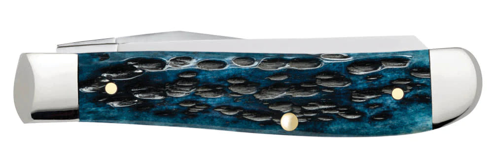 Case Pocket Worn® Peach Seed Jig Mediterranean Blue Bone Mini Trapper (51852)