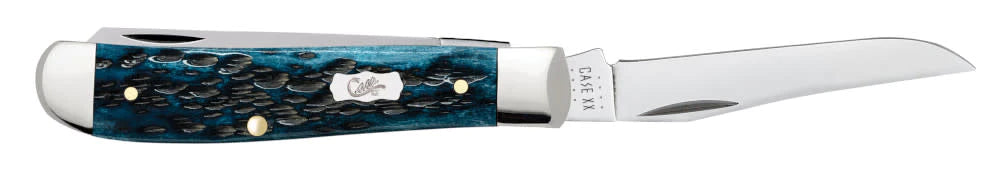 Case Pocket Worn® Peach Seed Jig Mediterranean Blue Bone Mini Trapper (51852)