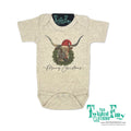 Merry Christmas Longhorn - S/S Infant One Piece - Oatmeal