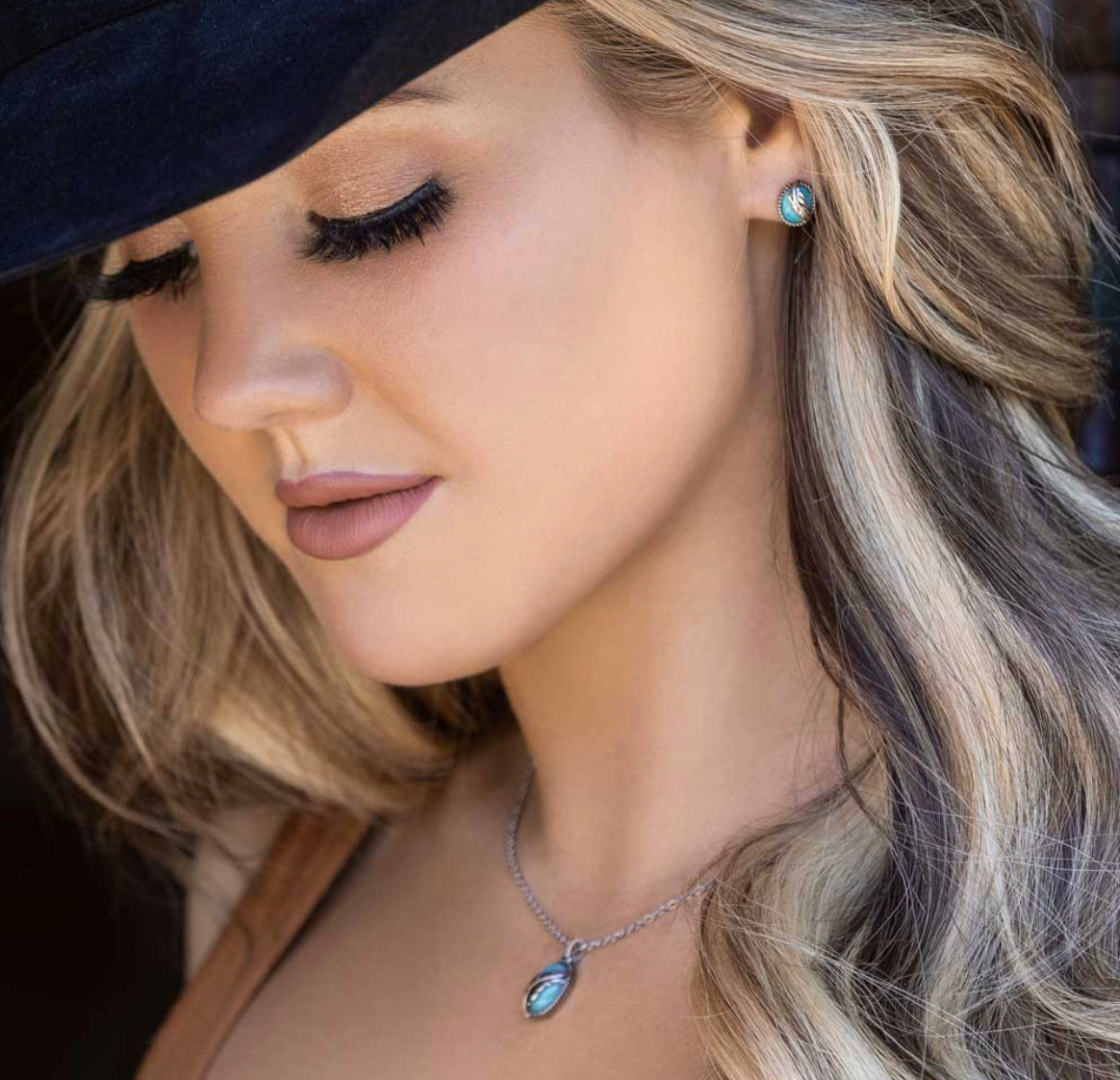 World's Feather Turquoise Post Earrings