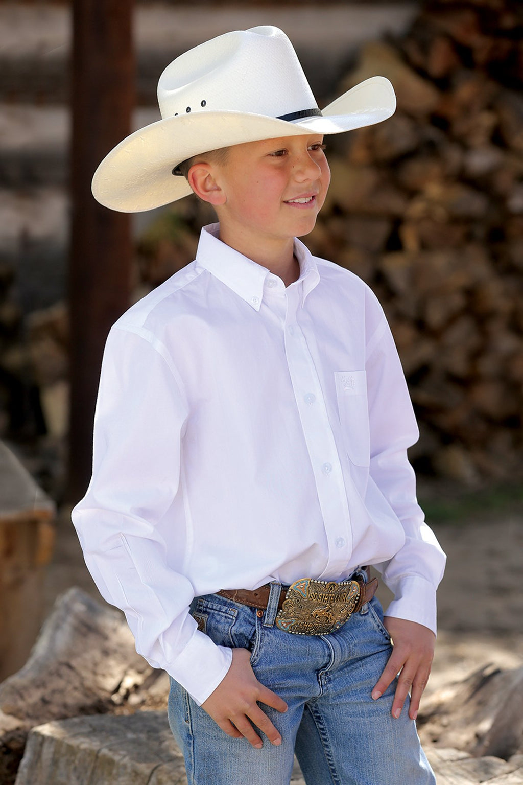 Boys Cinch Solid White Shirt (0031)