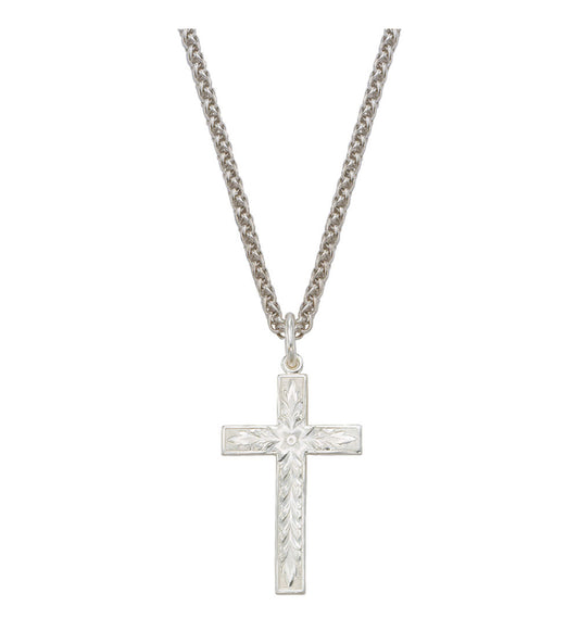 Silver Engraved Cross Necklace