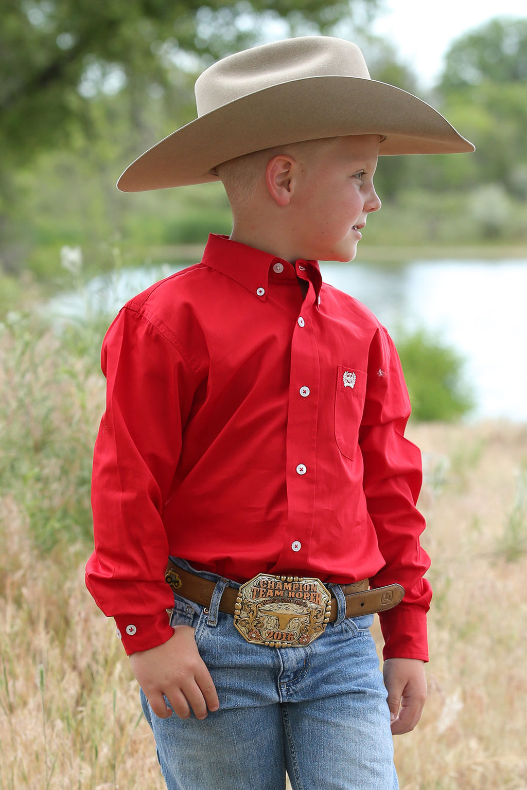Boys Cinch Solid Red Shirt (0029)
