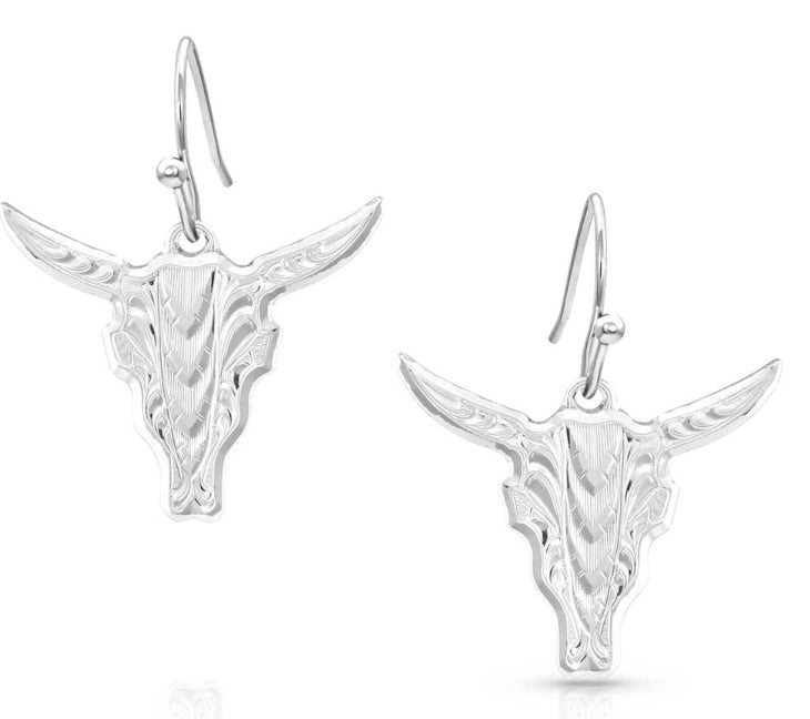 Chiseled Steer Head Earrings (er5397)