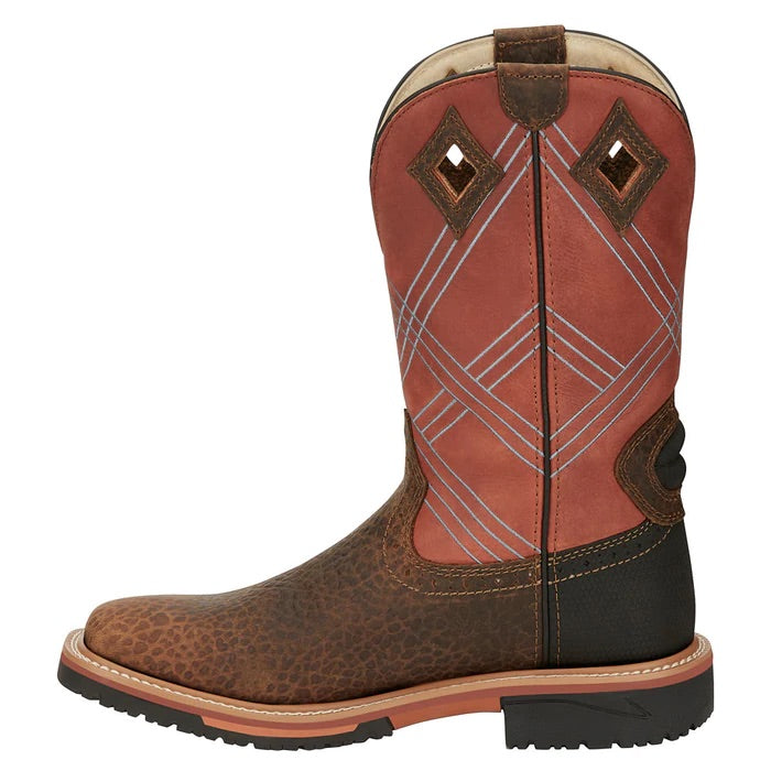 Men's Justin Stampede Hybred Dalhart Brown Waterproof Soft Toe Work Boot (SE4216)