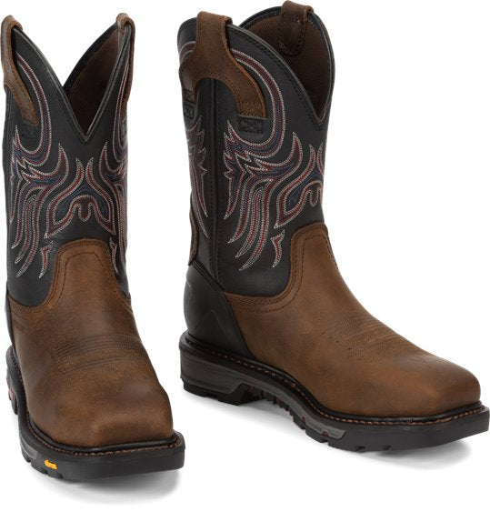 Justin Mens Commander X-5 Steel Toe Work Boots Brown Black WK2104 Vibram 9.5D justin-wk2104-o_01.jpg?  main image 3