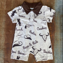 Load image into Gallery viewer, BOYS ROMPER WHITE COWBOY PRINT
