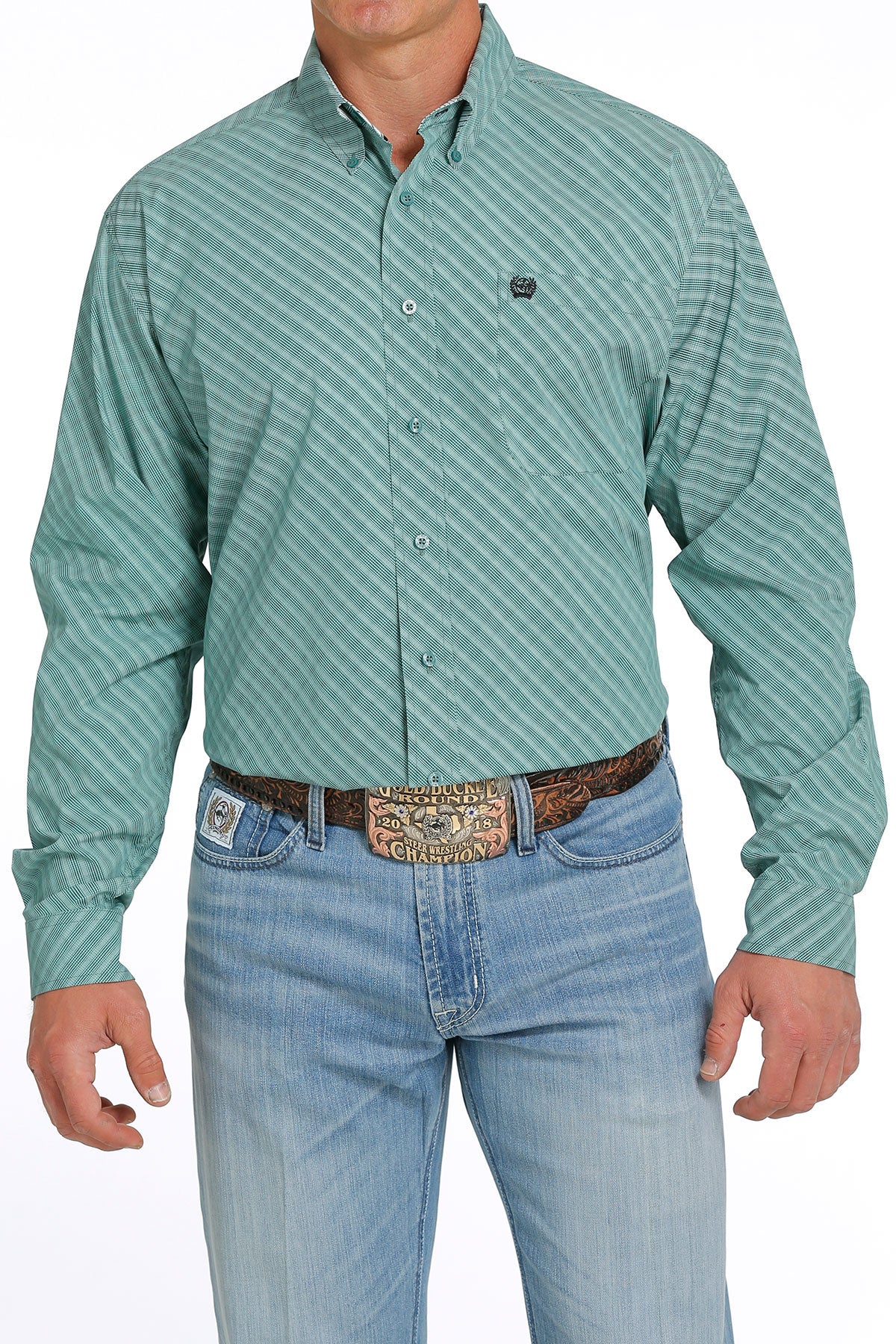 Men’s Cinch Green Pattern Classic Shirt (5410)