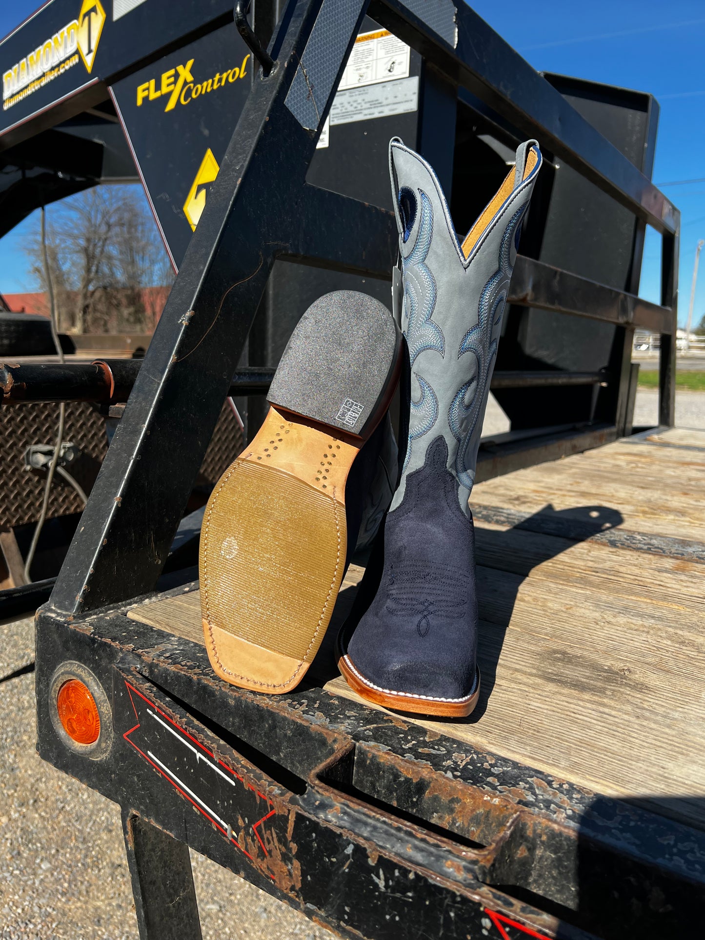 Blue fashion suede work boots