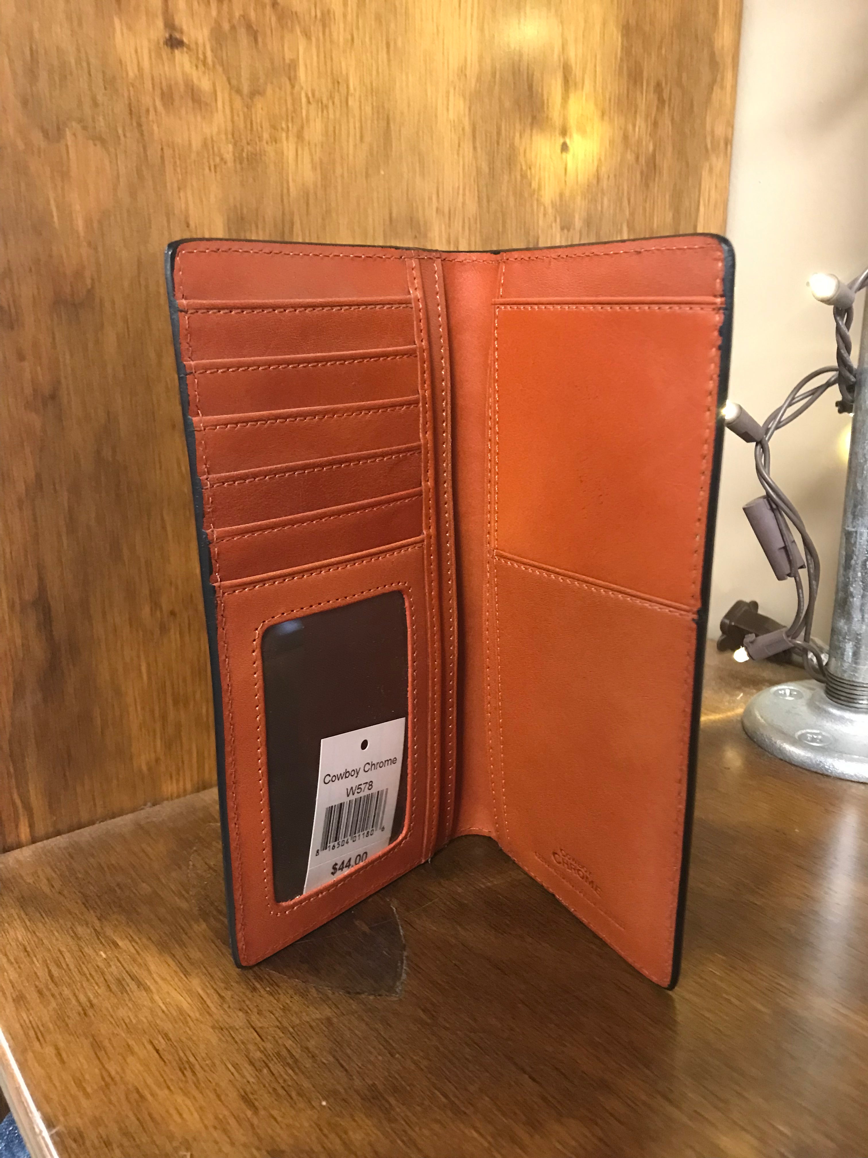 Cowboy Chrome Basketweave & Floral Bifold Wallet (W578)
