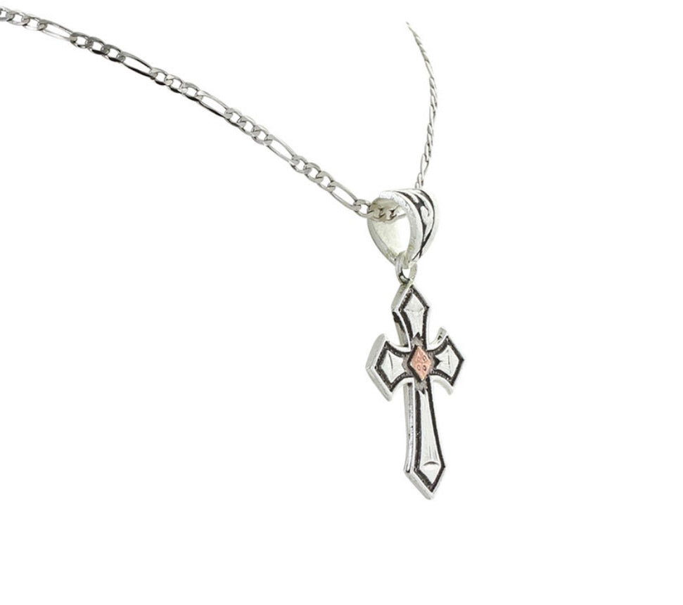 Antique Copper Diamond Cross (NC1161)