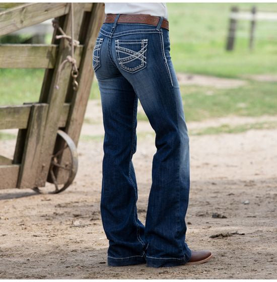 Ariat Women’s Trouser Mid Rise Stretch Entwined Wide Leg Jean (5302)