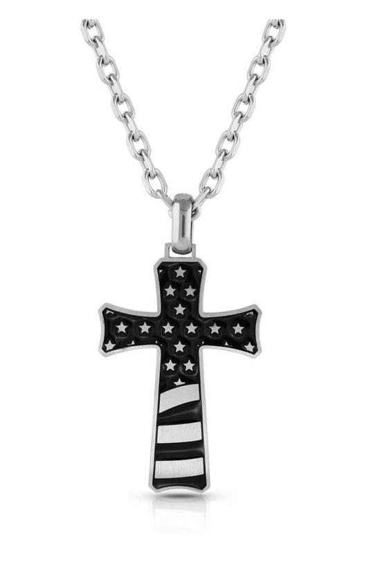 Inspirational Patriotism Cross Necklace (nc4360)