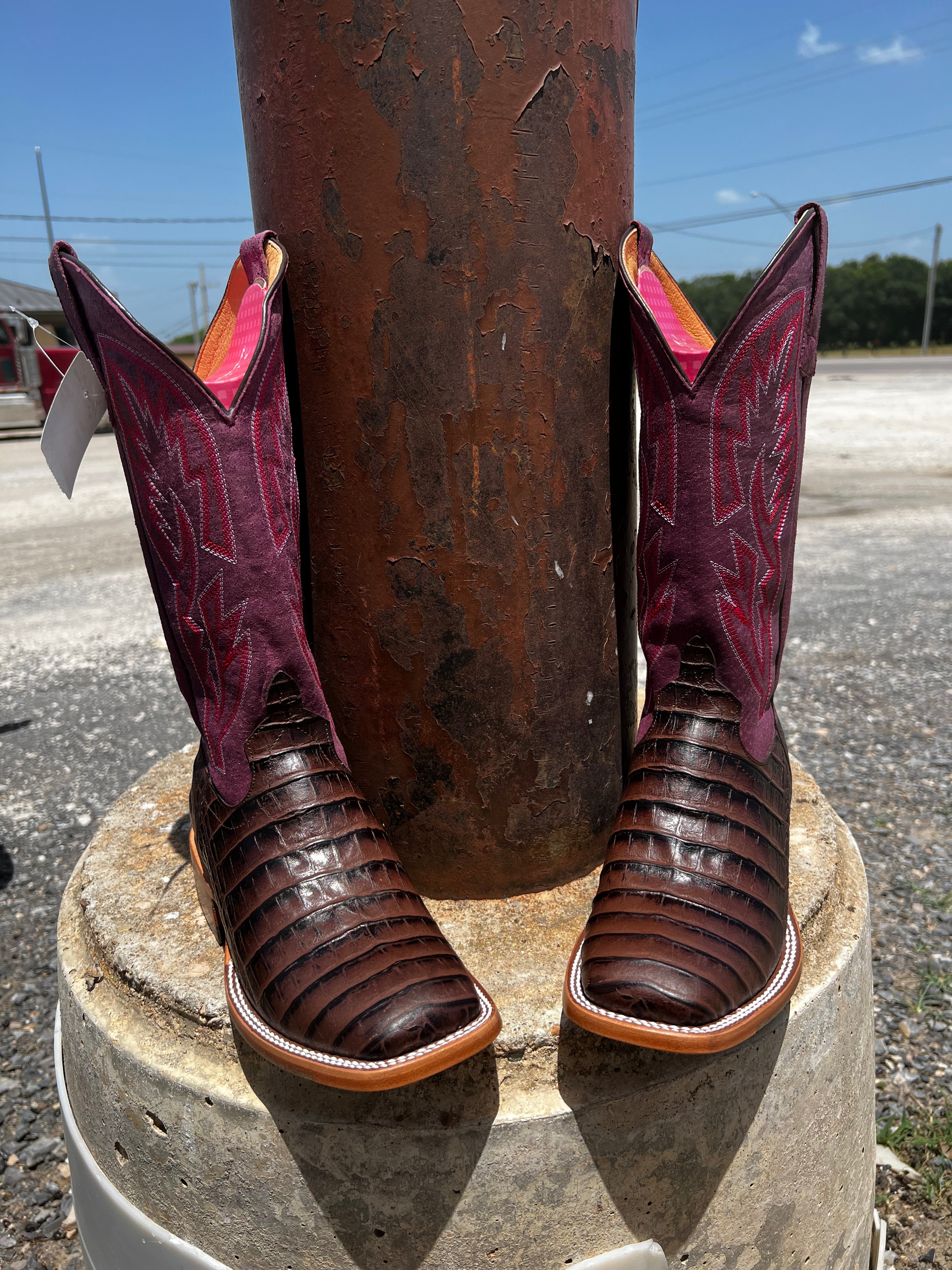 Macie Bean Chocolate Caiman Print Boots (M9172)