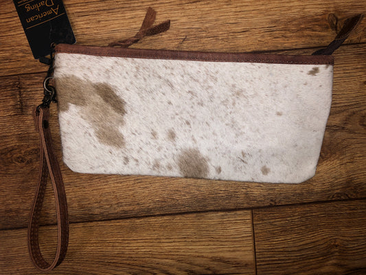 Brown & White Cowhide Clutch (4BRW)