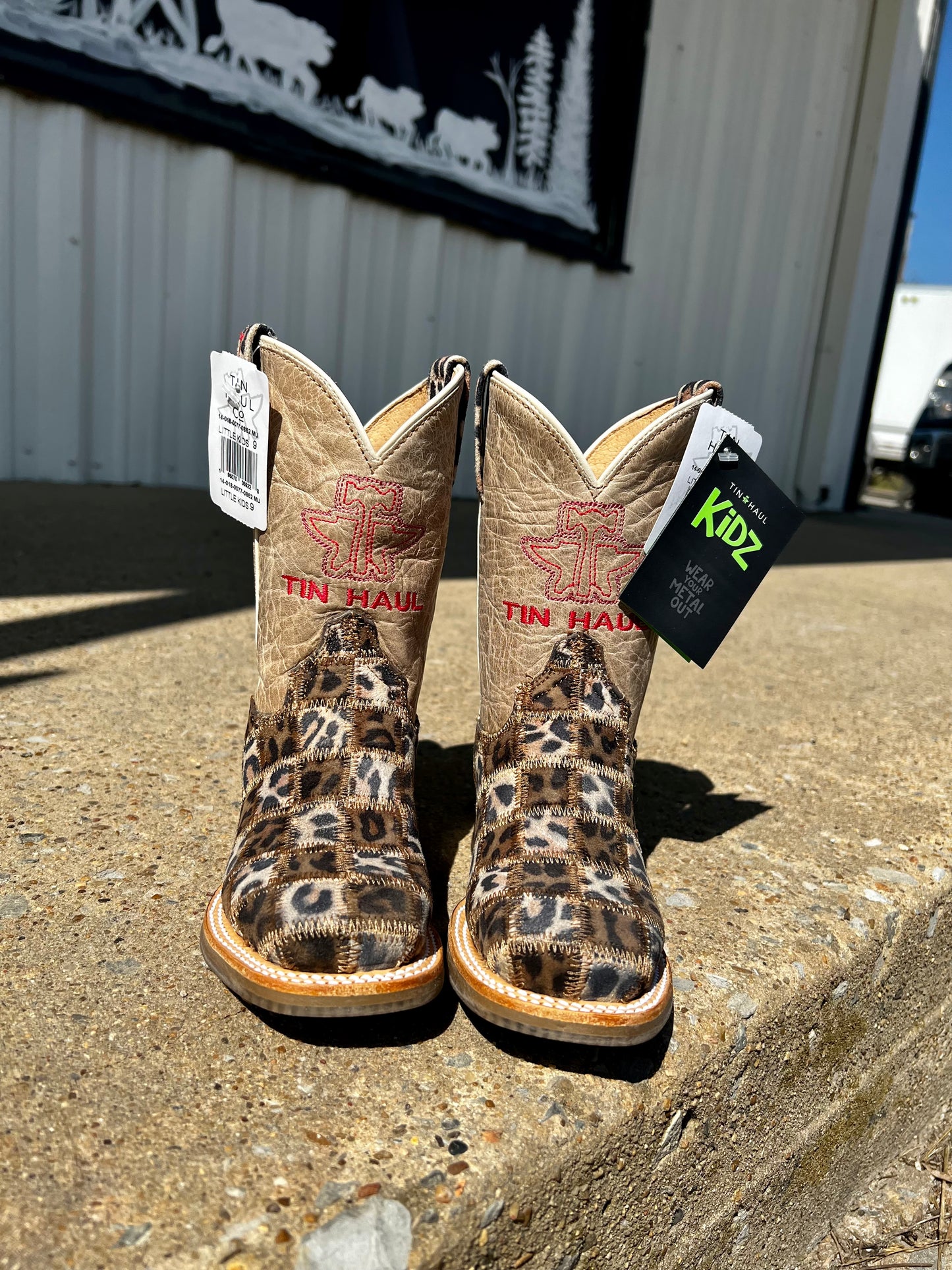 Tin Haul Girls Wild Patch Cheetah Sole Boots (0862)