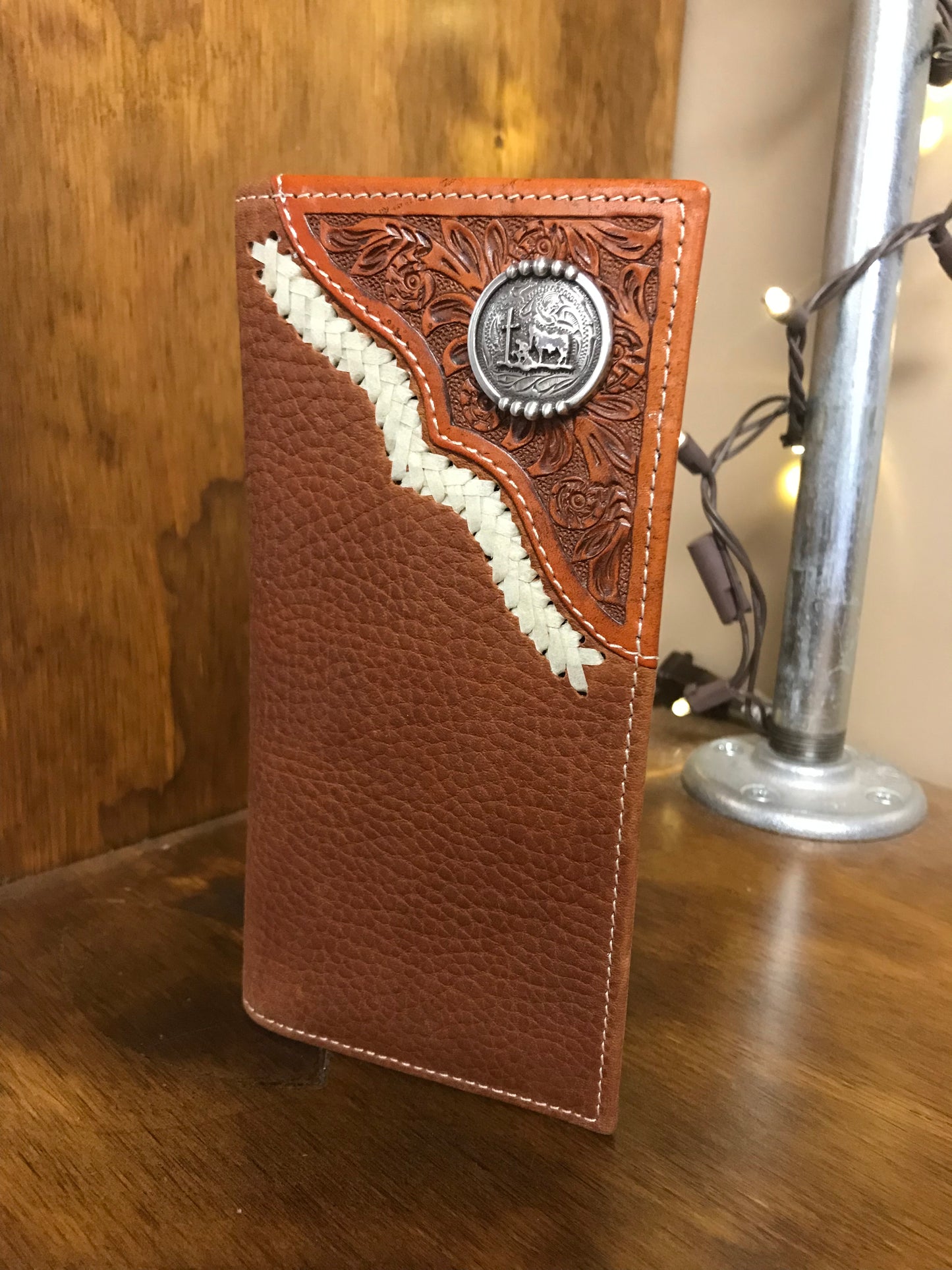 Cowboy Chrome Floral Tooled Bifold Wallet (W3148)