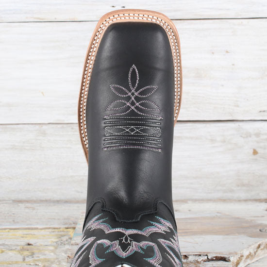 Black square store toe justin boots