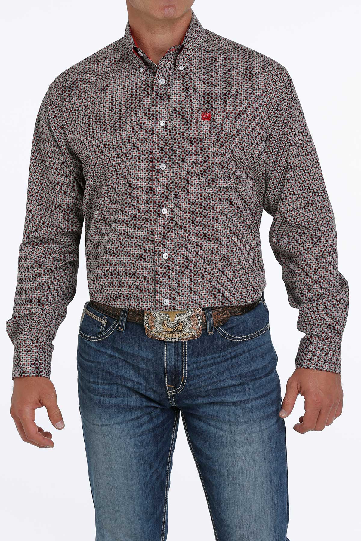 Cinch Men’s Red/ Brown Pattern Shirt