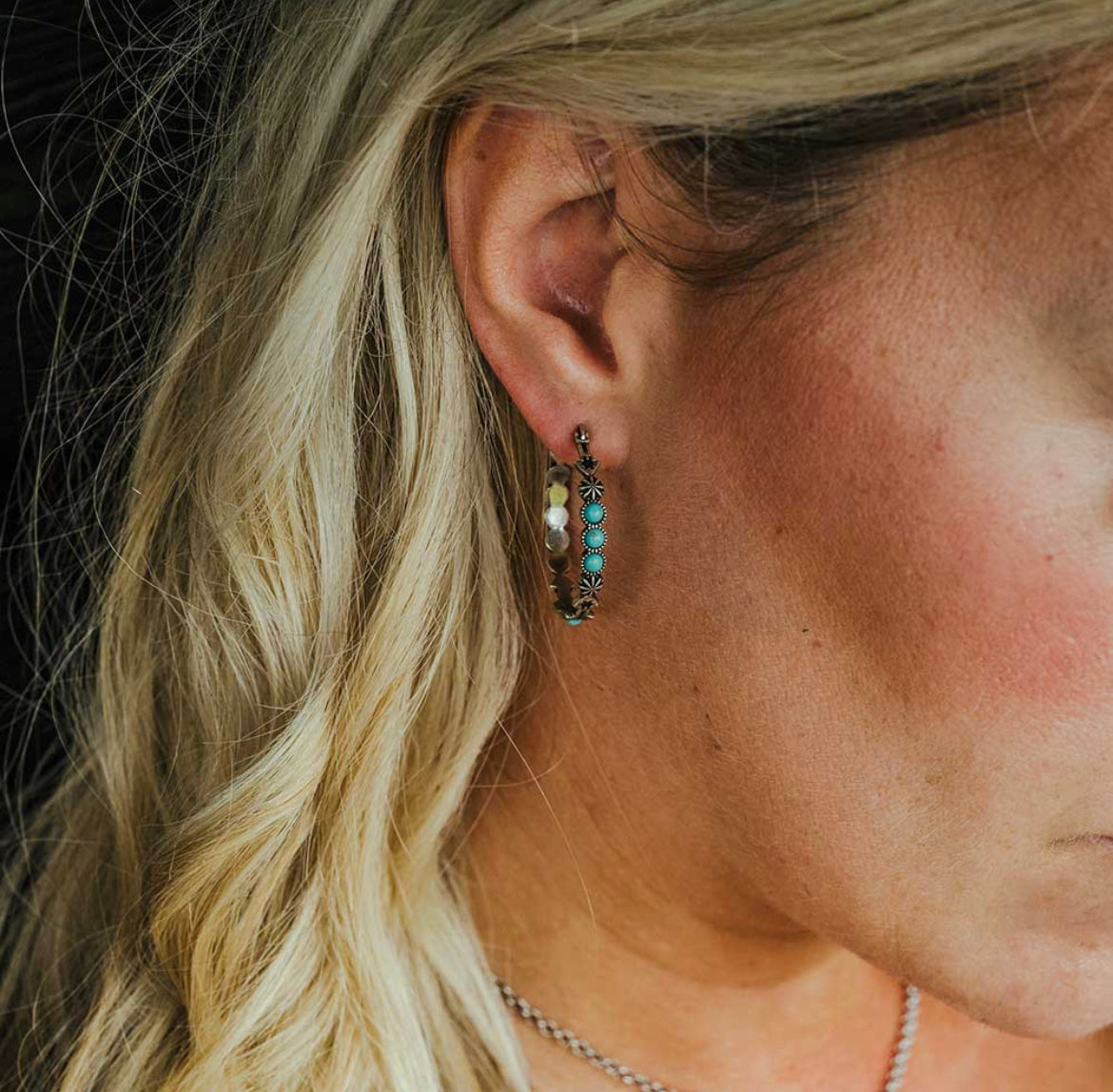 Round N Round Turquoise Hoop Earring