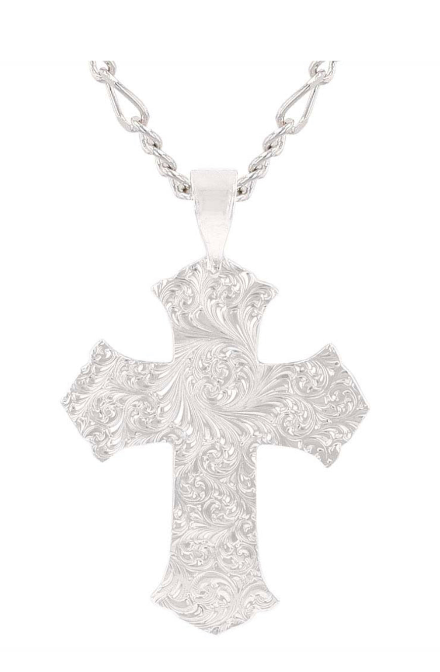 Montana Silversmiths Two Tone Antiqued Floral Cross Necklace