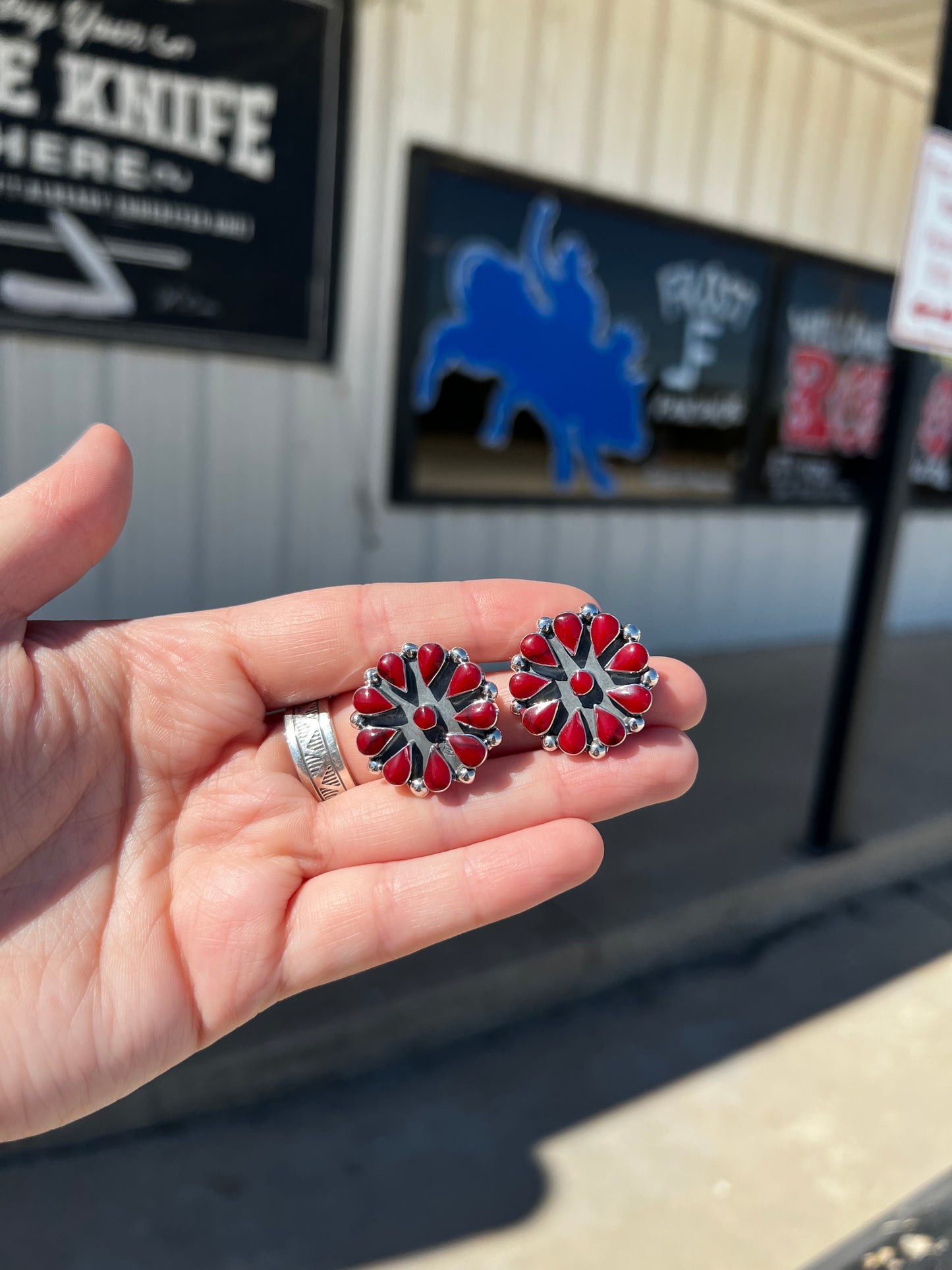 Red Jasper Circle Cluster Earrings