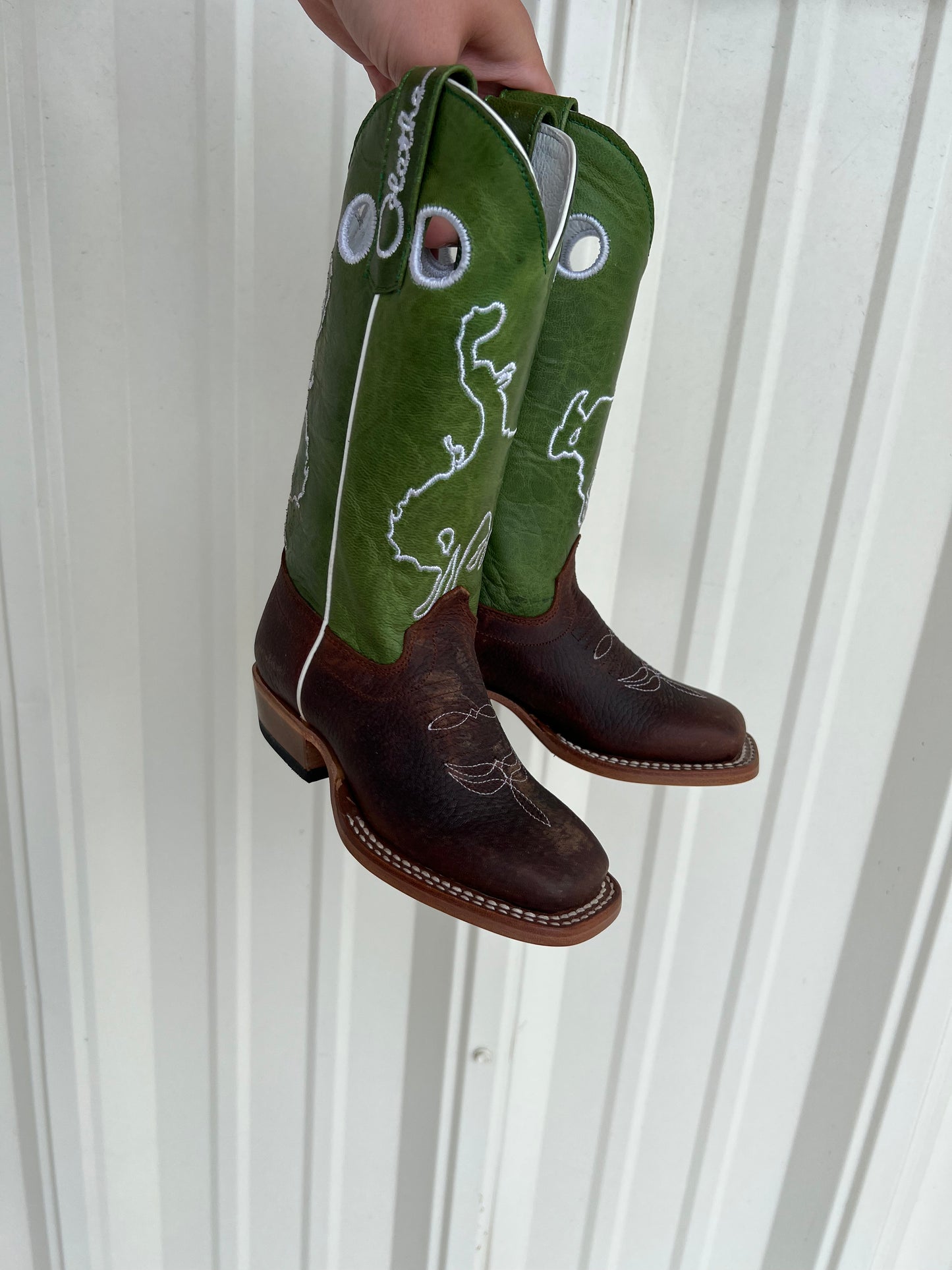 Olathe Kids Green Bronc Boots (OK35)